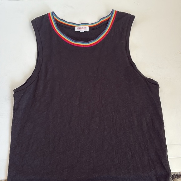 Goldie Lewinter rainbow tipped black crewneck tank top - Picture 14 of 15